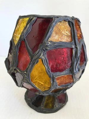 De colección MCM Gótico Brutalista Mosaico Soldadura Candelabro Brote Florero Vidrio Decoración ¡Defecto! Foto 1 de 4