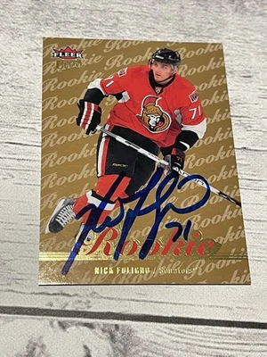 Nick Foligno Signed Card Fleer Gold Rookie RC JSA COA IP Auto Ottawa Senators a - Image 1 of 3