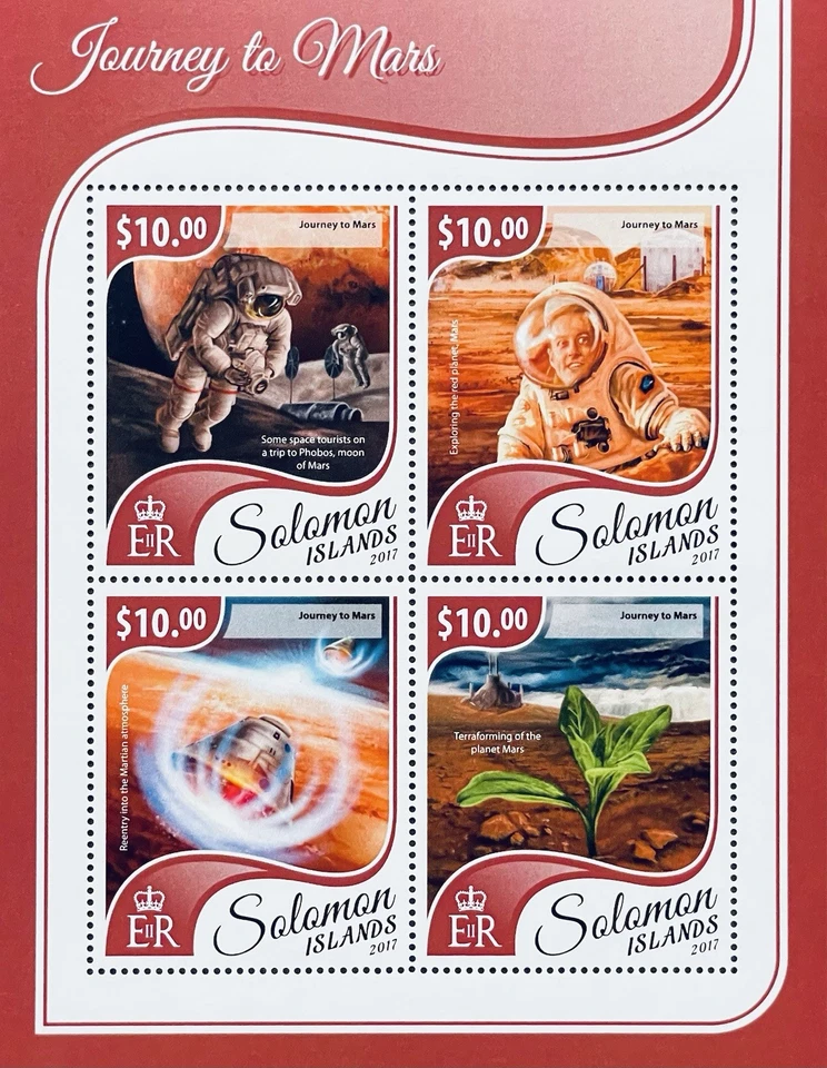 HOJA DE ESTAMPILLAS VIAJE A MARTE ISLAS SALOMÓN 2017 MNH PLANETA ESPACIAL ASTRONAUTA Foto 1 de 1