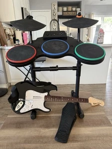 Guitar Hero World Tour Wireless Drum Set & Guitar, Pedal. No Dongles. Not Tested - Picture 1 of 24