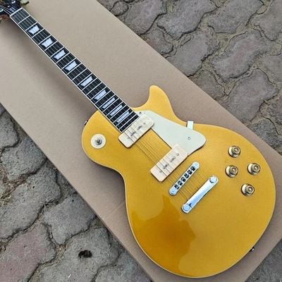 Gold top P90 Pickups Silver hardware ABR-1 Bridge LP Electric Guitar US shipping - Image 1 of 4
