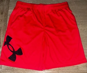 UNDER ARMOUR Racer Red UA Tech Big Logo Shorts Boy’s XL 18/20 Drawstring WORN 1x - Picture 1 of 6