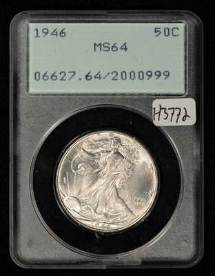 1946 50c Walking Liberty Silver Half Dollar - OGH Rattler PCGS MS 64 - H3772 - Image 1 of 4