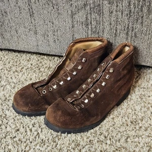 FABIANO The Alps Hiking Mountaineering Boots Size 11.5 M Brown NO LACES Vintage - Picture 1 of 5