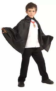 Boys Black Vampire Cape with Collar Hero Unisex Costume Boys Girls Kids Child - Picture 1 of 1