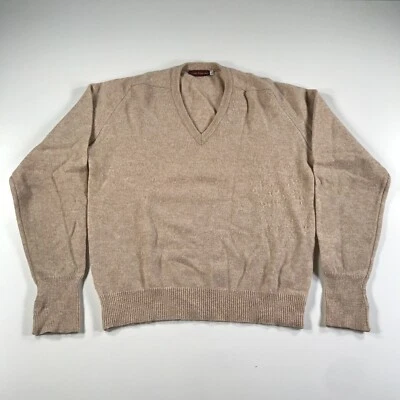 Suéter De Colección John Ashford Para Hombres L Beige Lana de Cordero Hecho en EE. UU. Cuello en V  Foto 1 de 4