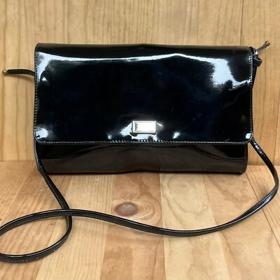 Vintage Brooks Brothers Black Patent Leather Purse Man Made Handbag Korettalak - Image 1 of 4