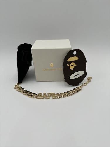 A BATHING APE (BAPE) BAPE Bracciale Catena Cordolo Donna con Piatta Testa Scimmia Oro Nuovissimo