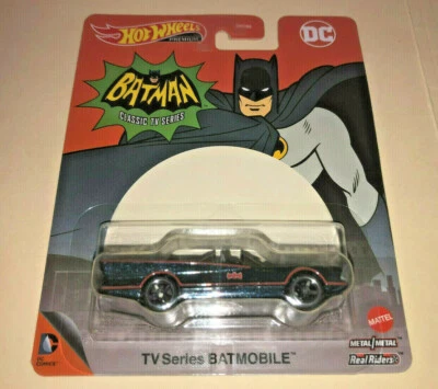 Batman 66 Adam West Batmobile Hot Wheels Retro Tv series Real Riders 1:64 car - Image 1 of 4