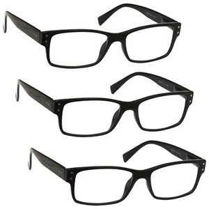 3 Packs Mens Large Designer Style Reading Glasses Spring Hinges UV Reader RRR11 - Picture 1 of 3