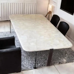 Natural White Crystal Quartz Coffee Dining Table Top, Quartz Center Table Top - Picture 1 of 10