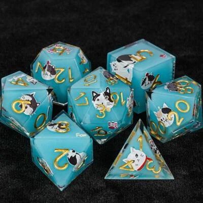 Resin Polyhedral 7-Die Dice Set for Table Games RPG Dice Gaming D&D Resin Dice  - Image 1 of 4