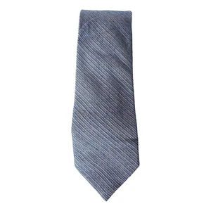 CALVIN KLEIN Blue Washed Denim Rib Stripe Silk Blend Slim Tie - Picture 1 of 3