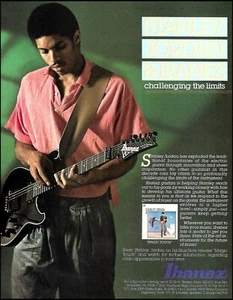 Stanley Jordan 1985 Ibanez black guitar ad 8 x 11 advertisement print - Picture 1 of 3