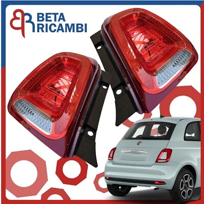 Coppia Faro Fanale Fanalino Stop Posteriore Bordo Nero Per Fiat 500 Dal 2015 - Immagine 1 di 4