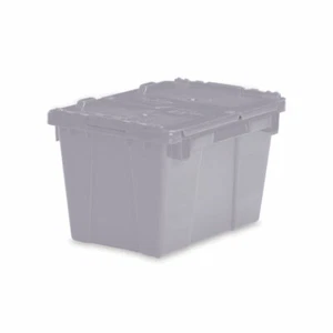 Small Storage Tote with Lid 15.2"L x 10.9"W x 9.7"H - Gray 1 ea - Picture 1 of 1