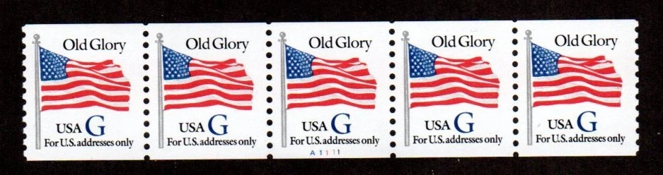 #2890 Blue G rate   PNC-5  Pl #A1111 - MNH - Image 1 of 1