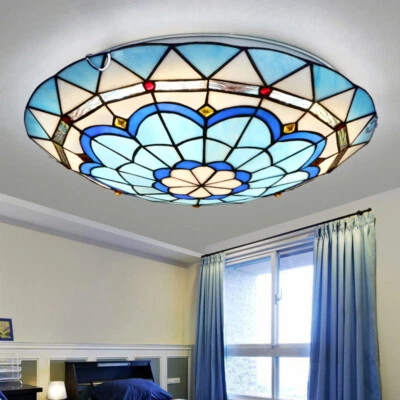 Lámpara de techo LED Tiffany estilo mediterráneo montaje empotrado Foto 1 de 4