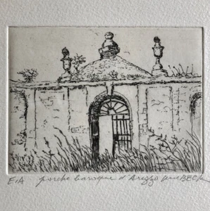 Beck — porche baroque d'Arezzo — eau-forte signée en bas à droite — E.A. - Imagen 1 de 3