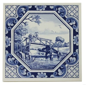 Ceramic Tile Blue Delft Vintage Rare Reproduction Majolica Netherlands Fliese - Picture 1 of 1
