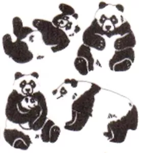 Fuzzy PANDA BEAR BEARS Sandylion Stickers - 1 square ~VINTAGE~ - Picture 1 of 1