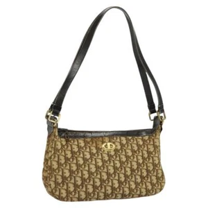Christian Dior Trotter Canvas Schultertasche braun gold authentisch BD1497 - Bild 1 von 19
