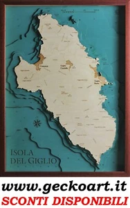 Isola del Giglio Karte Karte 3D Modernes Bild Map Chart | www.geckoart.it - Bild 1 von 30