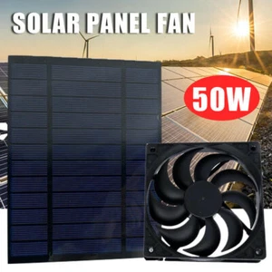 50W Solar Panel Ventilator Solar Abluftventilator für Hühnerstall & Gewächshaus - Bild 1 von 6