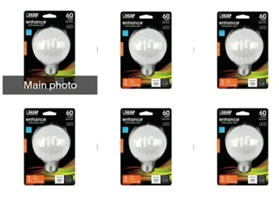 6 PACK Feit Electric LED Bulb, Globe, G25 Lamp, 60 W Equivalent, E26 - Image 1 of 2