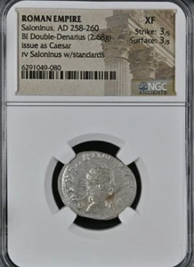 Saloninus. As Caesar, AD 258-260. BI Double Denarius .Mediolanum - Milan NGC XF - Picture 1 of 2