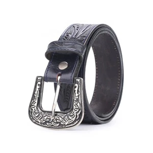 Cinturón de cuero de grano completo con hebilla floral occidental de 1-1/2" (38 mm) envío gratuito - Imagen 1 de 7