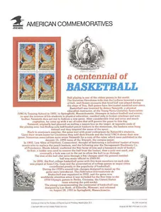 #370 29c 100 Years Basketball #2560 USPS Commemorative Stamp Panel - Picture 1 of 1