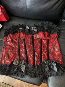 coquette Intimate, costume corset size 1X/2X Red vinyl with black lace - Picture 1 of 6