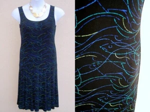 Chico's Travelers Strick Fisch Tank Kleid Gr. 0 S XS 4 6 schwarz türkis swingend Tanz - Bild 1 von 9