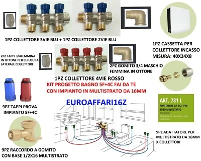 APE - RINLDI PETTINAROLI - ITAP - PLAST KIT FAI DA TE PROGETTO IMPIANTO BAGNO VASCA RACCORDI STRINGERE MULTISTRATO 16mm
