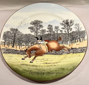 Antique Fox Hunt Hunting Cauldon England ￼Comic Plate #3 Horse Rider Thrown Off - Picture 1 of 14