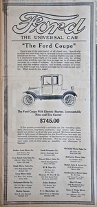 Zeitungsanzeige Detroit 1920 - The Ford "Coupe" - Bild 1 von 2