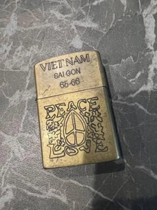 1965-66 Vintage Vietnam Zippo Antique Oil lighter SAI GON "PEACE" It works - Picture 1 of 5
