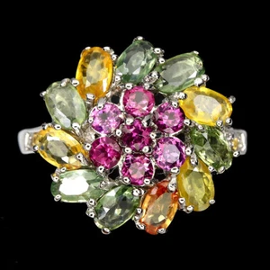925 Anillo Plata de Ley Ovalado Zafiro Rodolita Gema Natural Joyería Talla 9 - Imagen 1 de 10