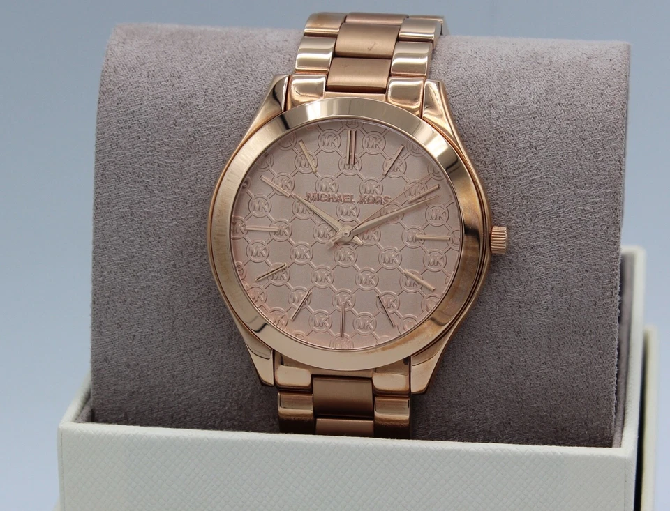 Michael Kors MK3336 Slim Runway Monogram Rose Golden Watch 42mm