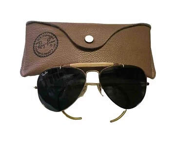 Vintage B&L Ray Ban USA Shooter 58 mm Wrap-Around  Gold Frame Sunglasses. L0213 - Image 1 of 4