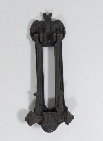 Vintage Gothic Victorian Cast Iron Black Flying BAT DOOR KNOCKER Architectural Cover