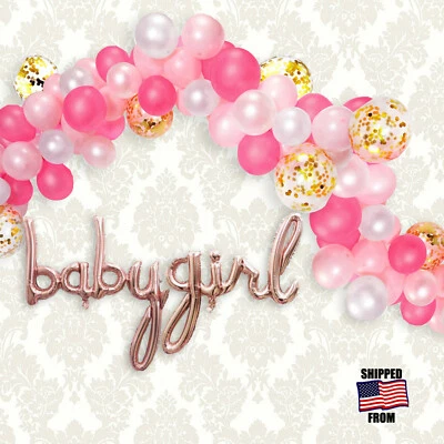 JUEGO DE GLOBOS DE CONFETI ROSA PASTEL 114 piezas:16 pies Garnalda Arco BABY SHOWER Foto 1 de 4