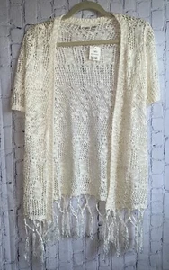 Cato Women's Sweater Size Small Crochet Cottagecore Boho Beach Fairy Fringe NEW - Picture 1 of 4