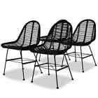Tidyard Dining Chairs 4 Pcs Black Natural Rattan 49 X 56 X 84 M8b4