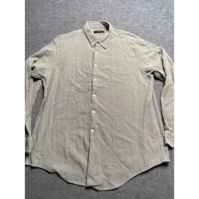 Donna Karan Textured Button-Down Shirt Casual Long Sleeve Gray XL - Image 1 of 4
