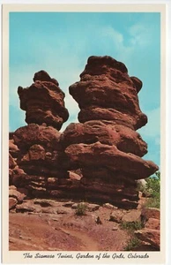 Siamese Twins Garden of the Gods Colorado CO Vintage Chrome Postcard Unposted - Picture 1 of 10