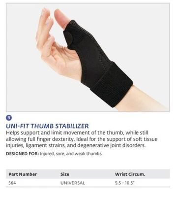 Bell-Horn Uni-Fit 拇指稳定器 黑色 — 第 1/4 张图片