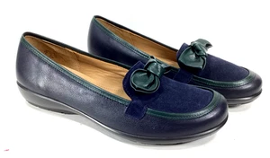 Hotter Amalie Women's Navy Blue Leather Bow Loafers Comfort Shoes Size 10 $189 - Picture 1 of 11