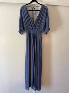 Maternity Maxi Dress Women's From Pink Blush, Blue, V-Neck, Size Medium - Picture 1 of 3